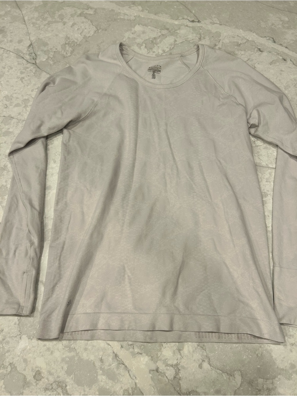 Athleta Light Gray Scoop Neck Athletic Tee
